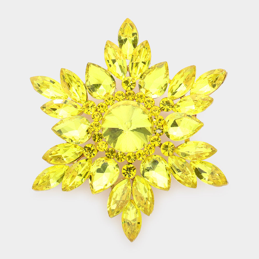 Marquise Stone Cluster Pin Brooch