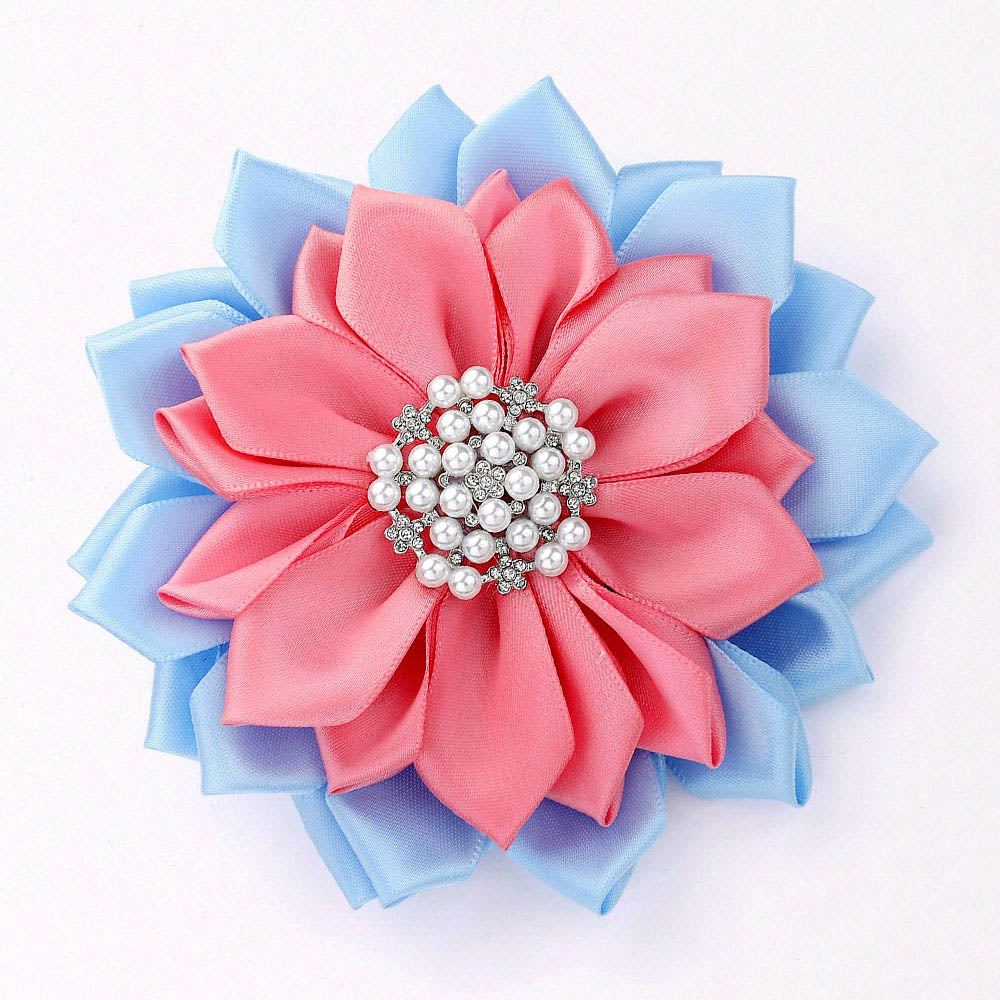 Pearl Pointed Flower Ribbon Brooch Hair Clip