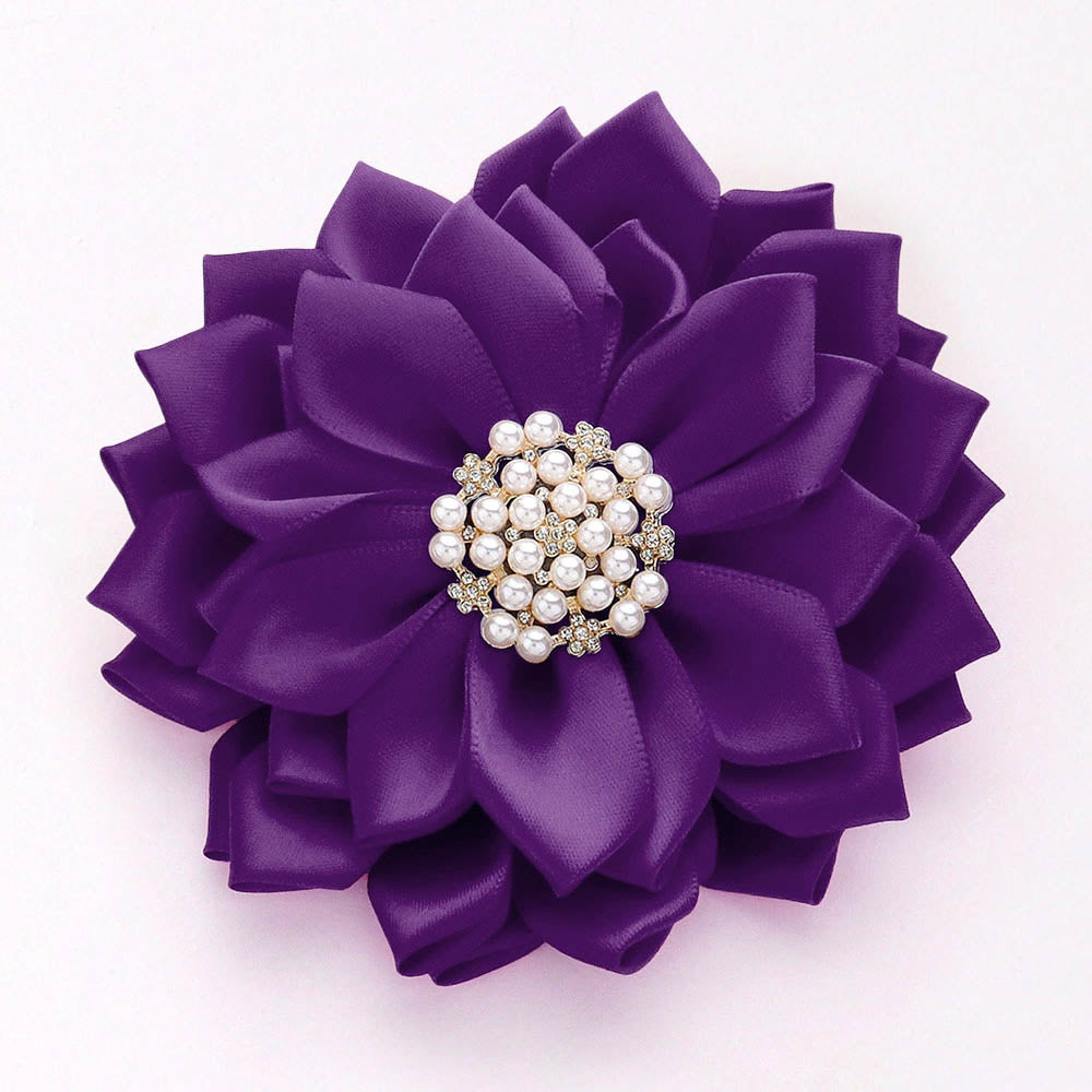 Pearl Pointed Flower Ribbon Brooch Hair Clip