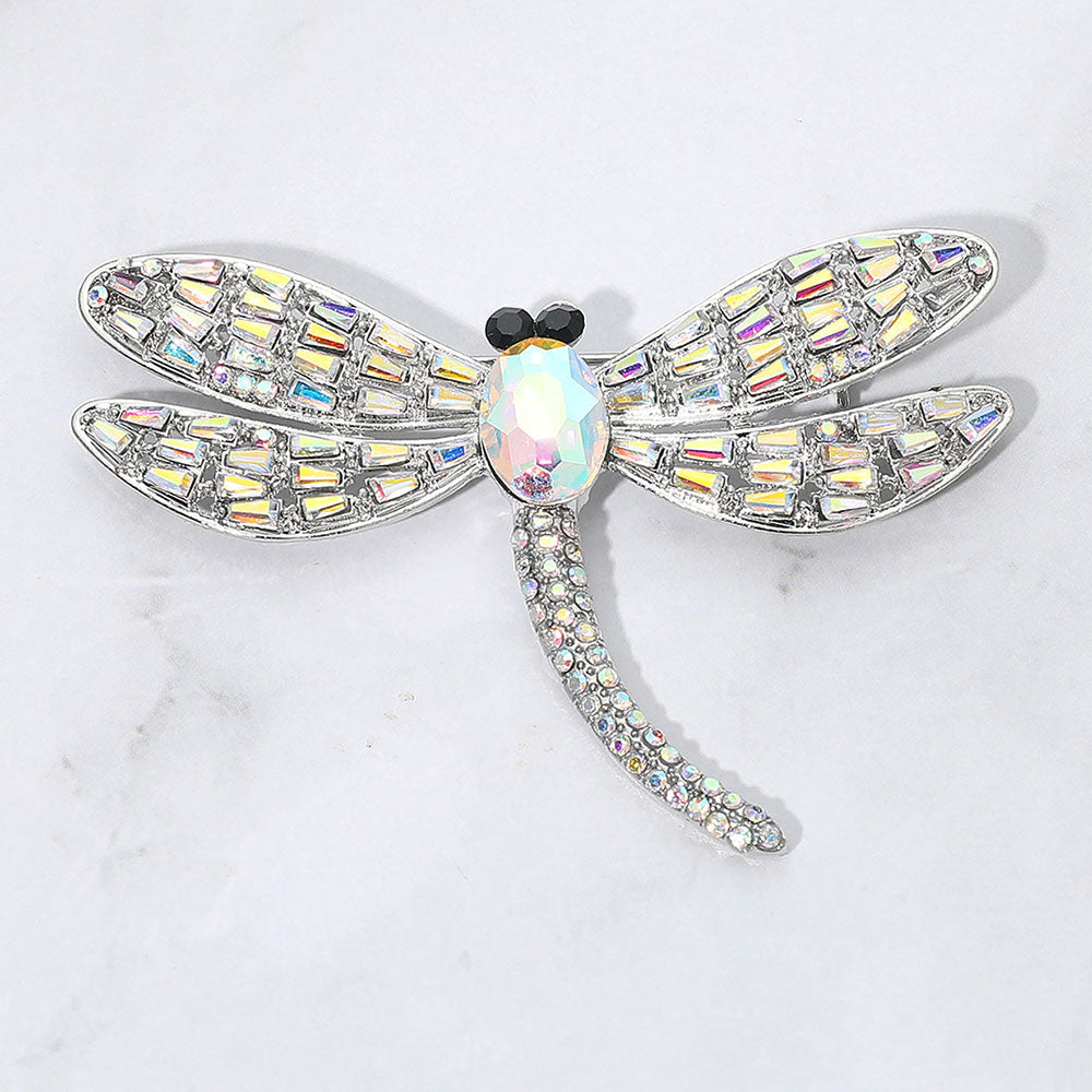 Sparkling Stone Embellished Dragonfly Pin Brooch