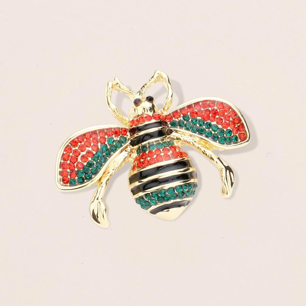 Crystal Paved Honey Bee Pin Brooch