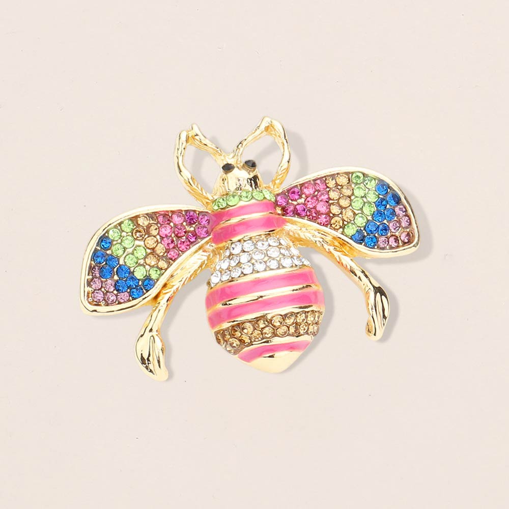 Crystal Paved Honey Bee Pin Brooch