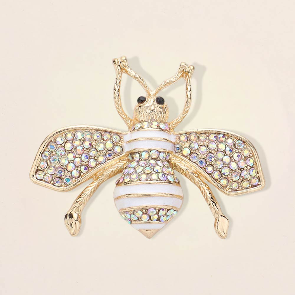 Pearl Crystal Embellished Tiny Pearl Wing Honey Bee brooch