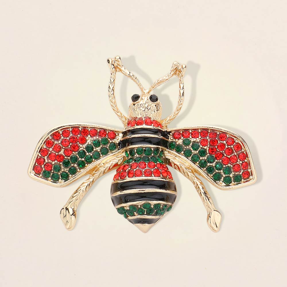 Pearl Crystal Embellished Tiny Pearl Wing Honey Bee brooch