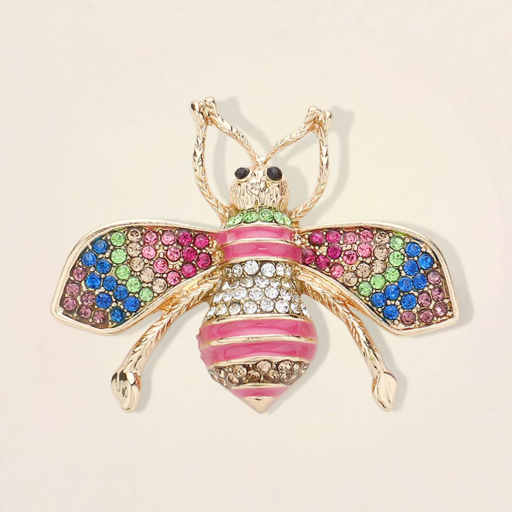 Pearl Crystal Embellished Tiny Pearl Wing Honey Bee brooch