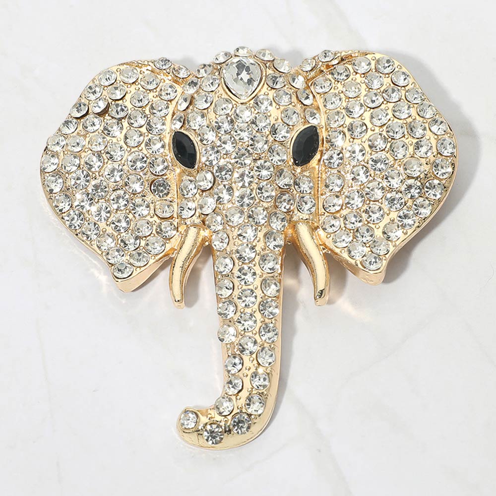 Rhinestone Pave Elephant Pin Brooch