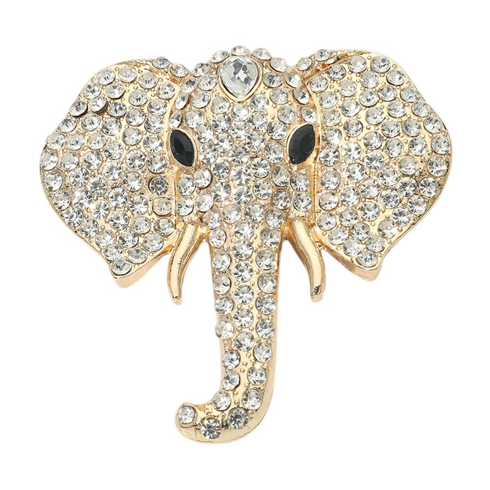 Rhinestone Pave Elephant Pin Brooch