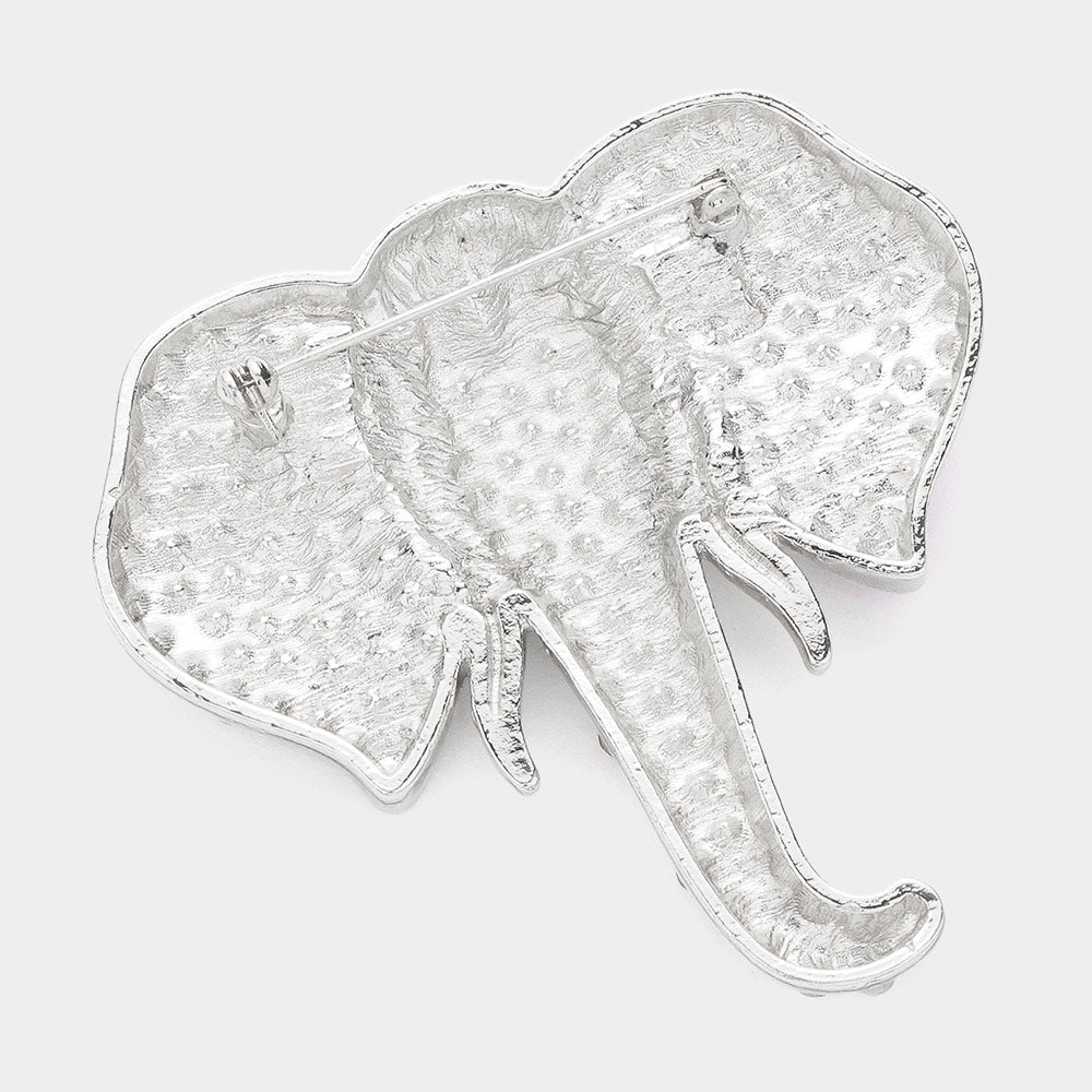 Rhinestone Pave Elephant Pin Brooch