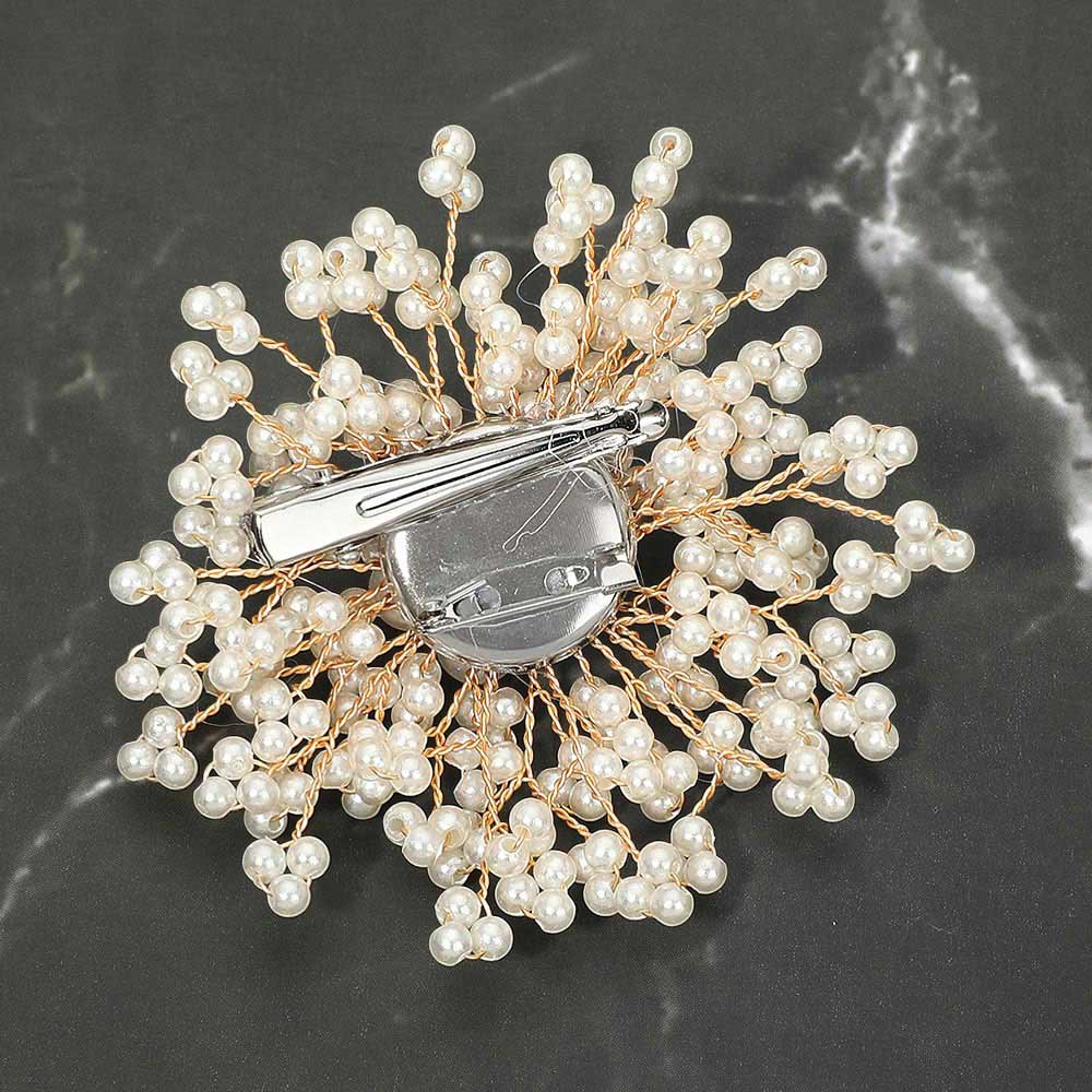 Pearl Cluster Floral Pin Brooch Alligator Snap Hair Clip