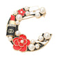 Pearl Lipstick Flower Embellished Letter C Pin Brooch