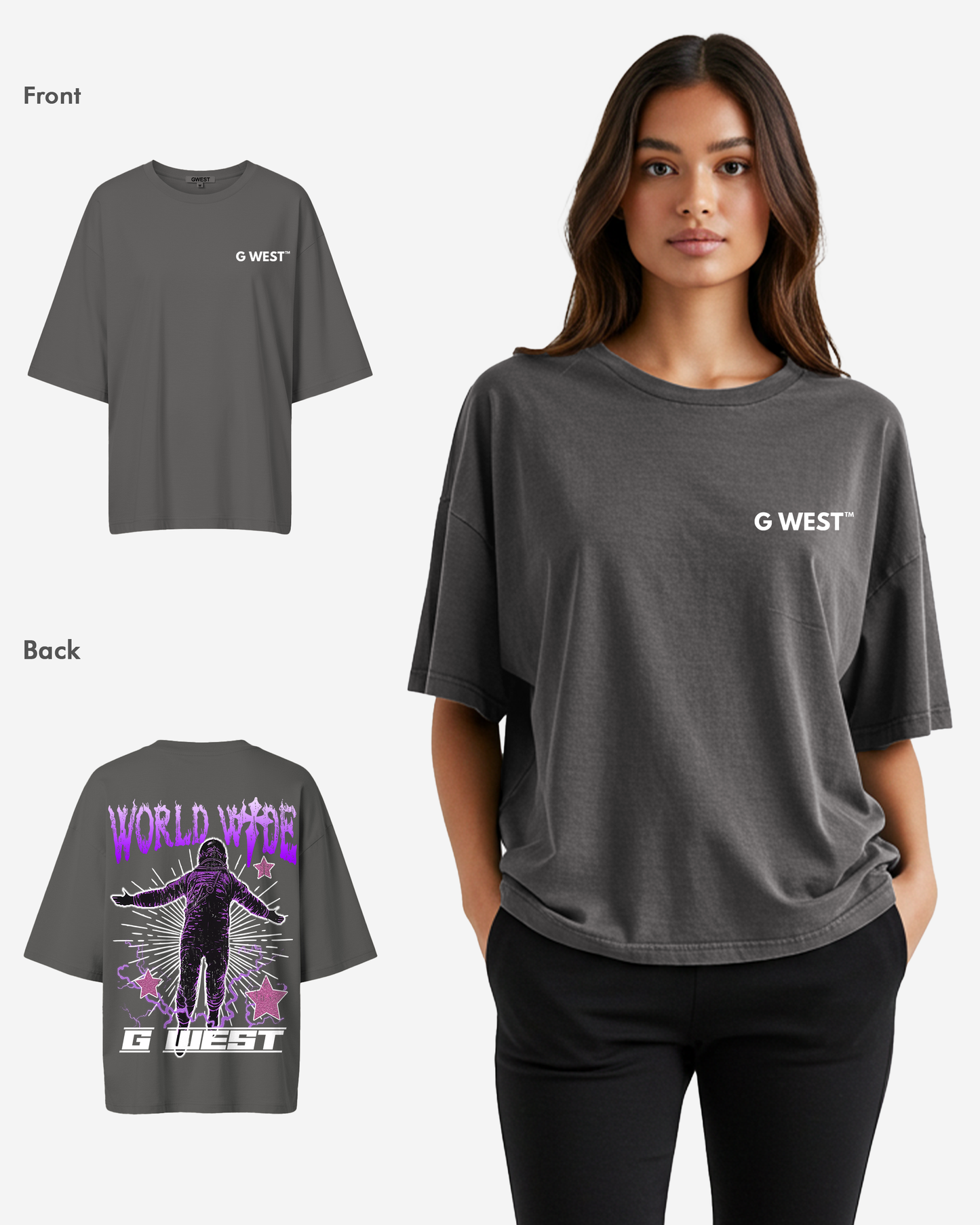 G West Womens Oversized World Wide Star Tee