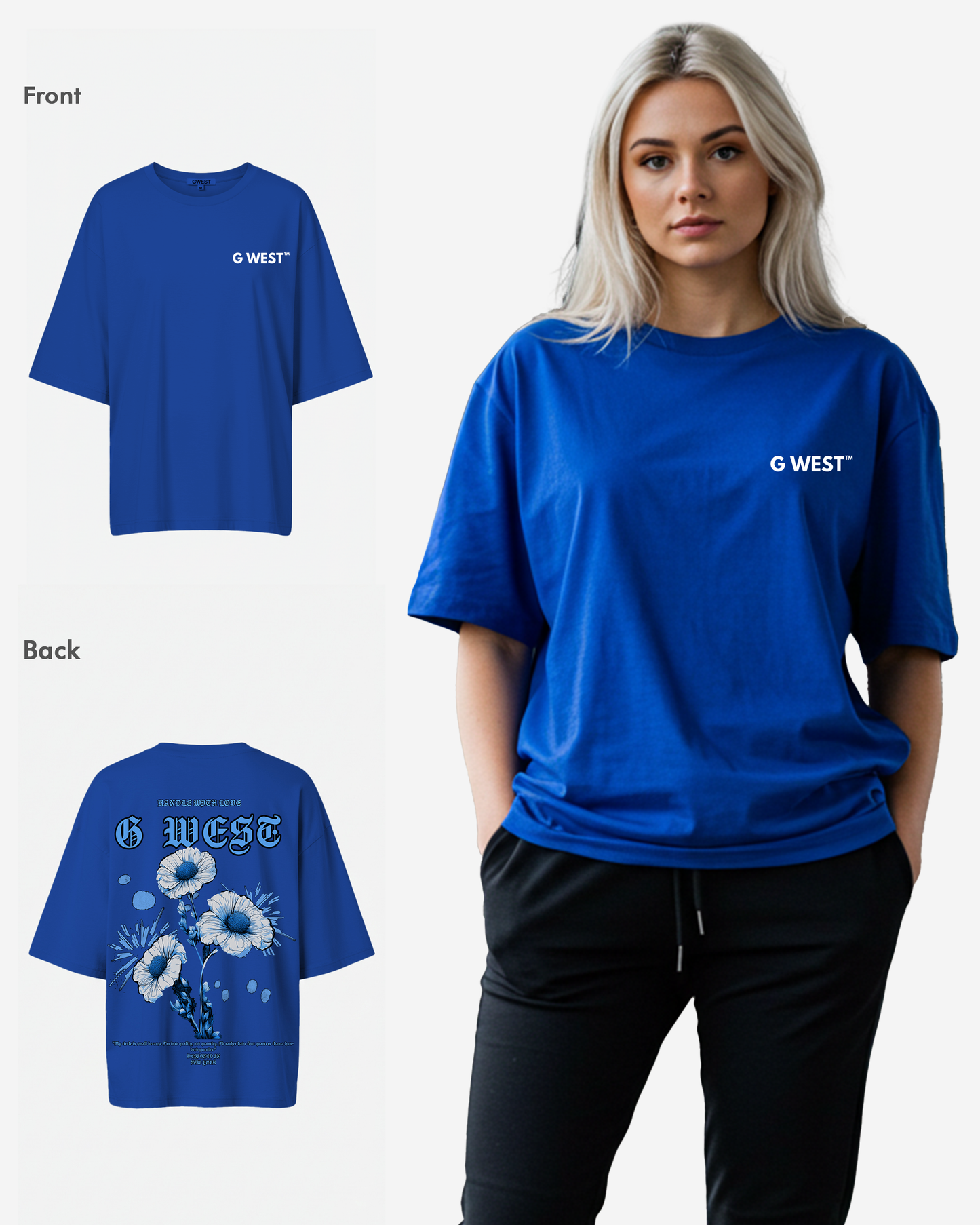 G West Womens Oversized Blue Garden Tee