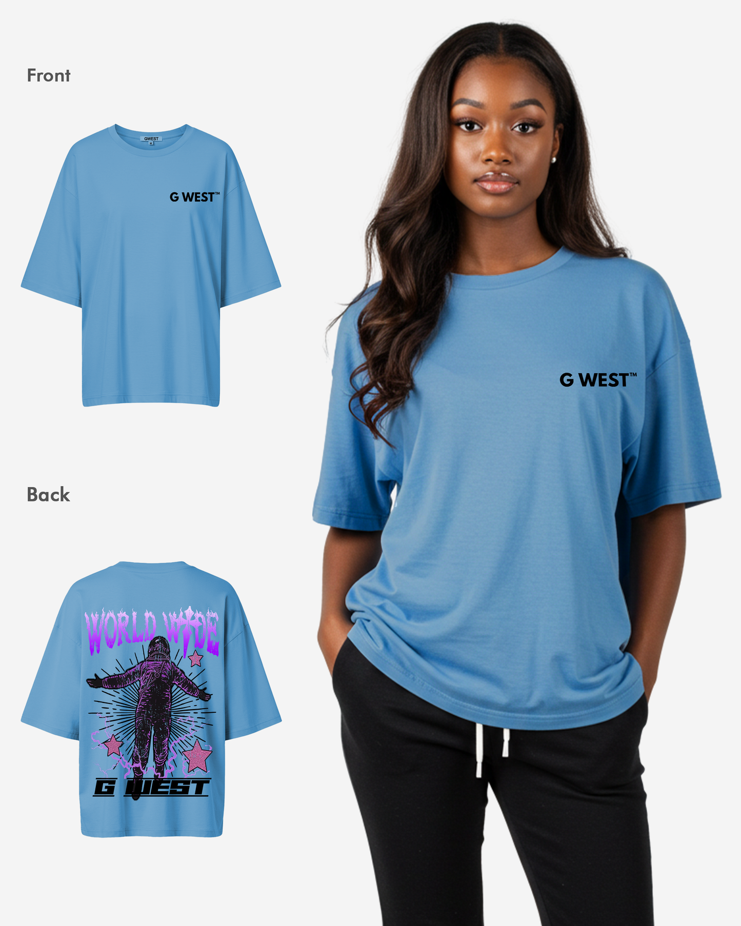 G West Womens Oversized World Wide Star Tee