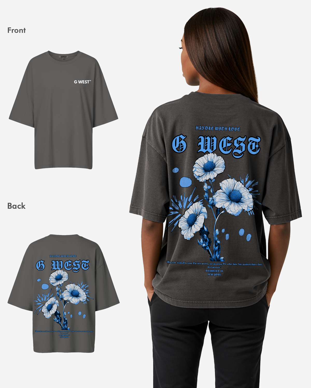 G West Womens Oversized Blue Garden Tee