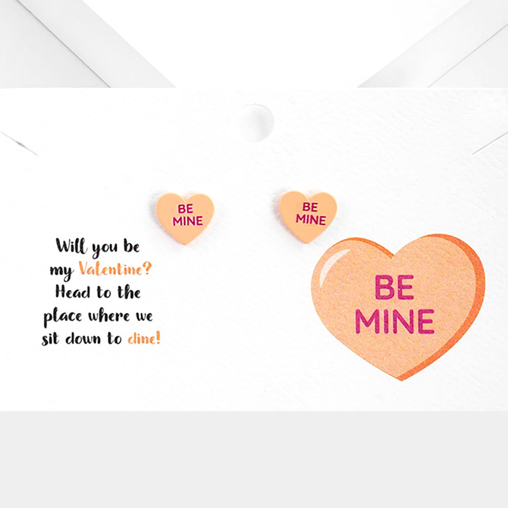 Be Mine Message Heart Stud Earrings