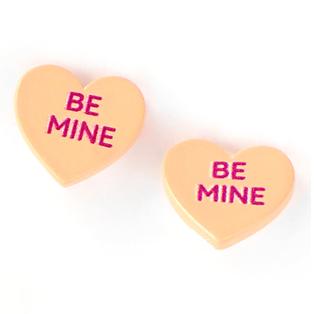 Be Mine Message Heart Stud Earrings