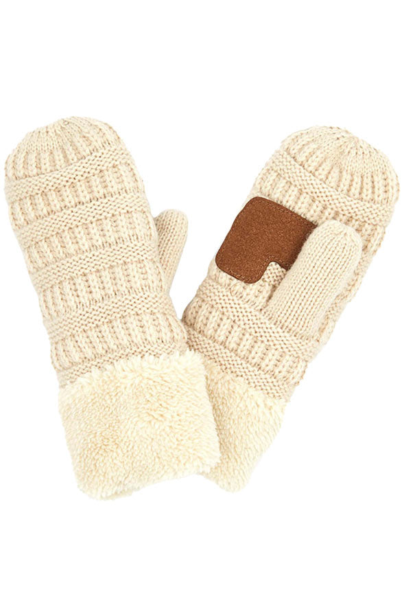 C.C Solid Color Knitted Mitten Gloves