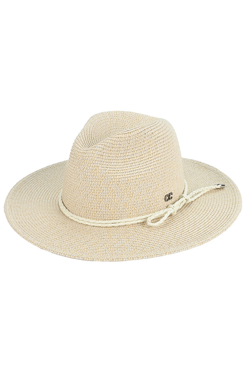 C.C Women's Leather String Rope Band Paper Panama Hat
