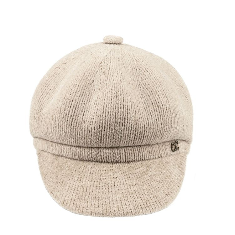 C.C Solid Knitted Newsboy Cap Winter Hat