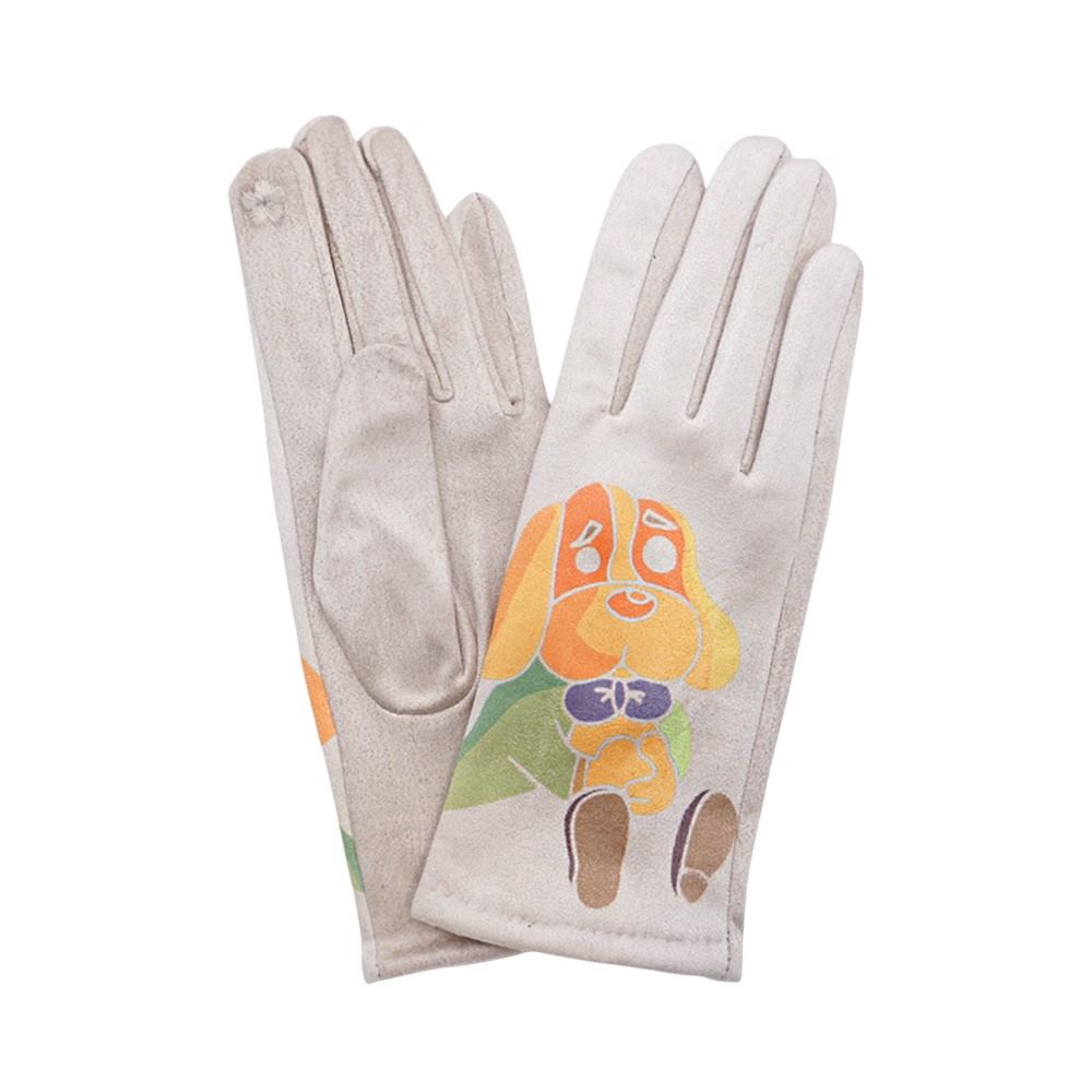 Cartoon Puppy Printed Smart Touch Gloves