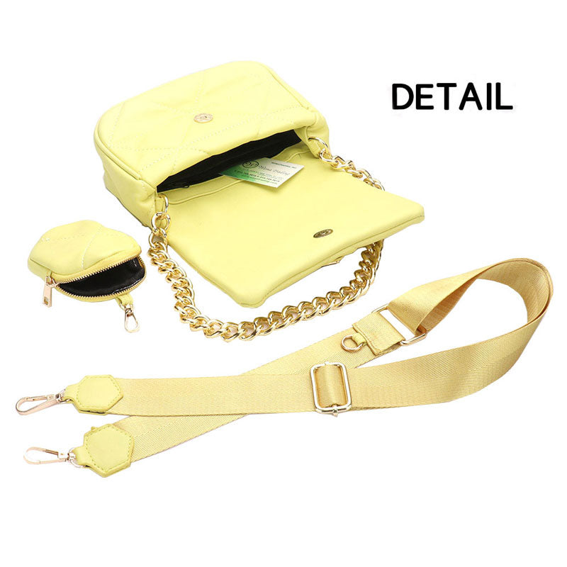 Faux Leather Rectangle Clutch Crossbody Bag