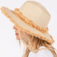 Frayed Band and Trip Straw Sun Hat