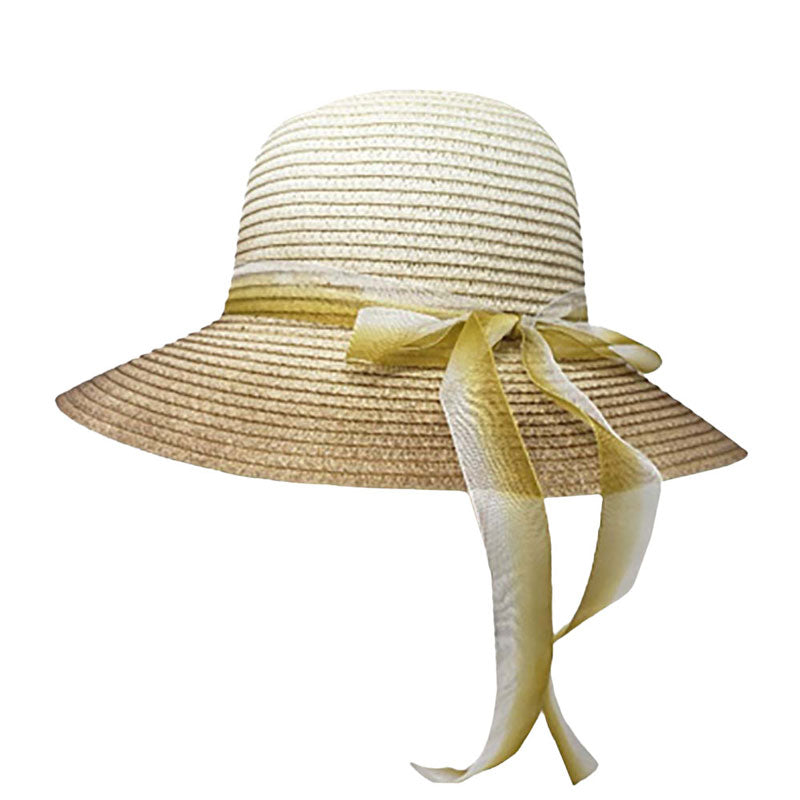 Ombre Bow Band Straw Sun Hat