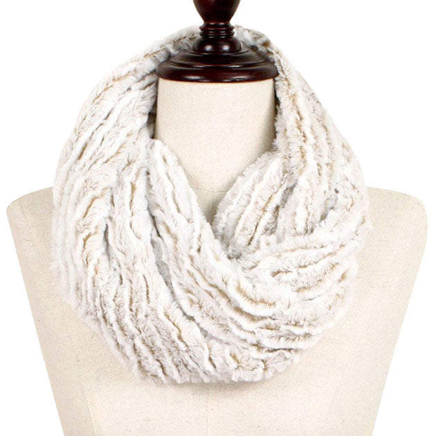 Two Tone Fuzzy Fur Infinity Scarf
