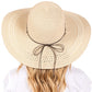 Wide Brim Straw Sun Hat with Evil Eye and Multi Design Band