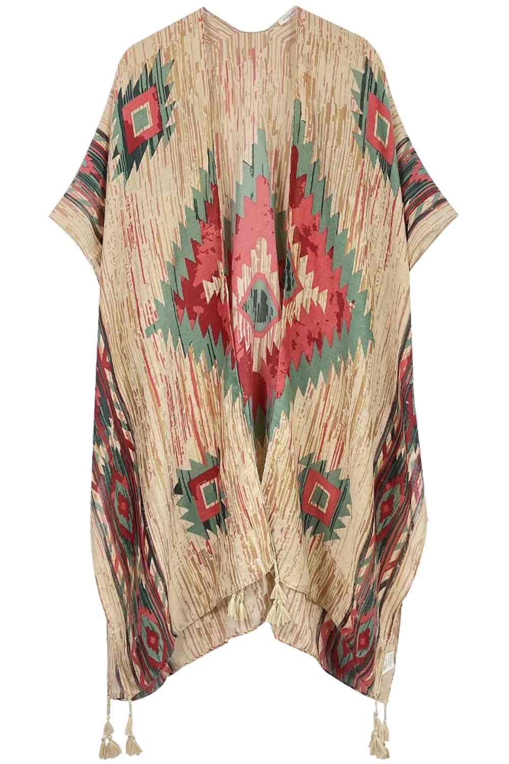 Aztec Print Tassel Kimono