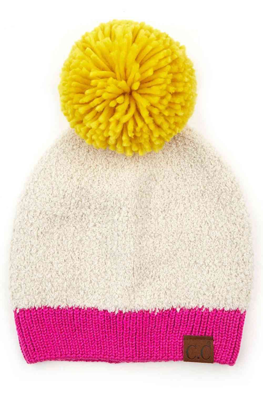 C.C Knitted Sherpa Soft Beanie With Color