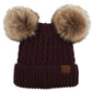 C.C Women's Double Pom All Over Cable Knit Beanie