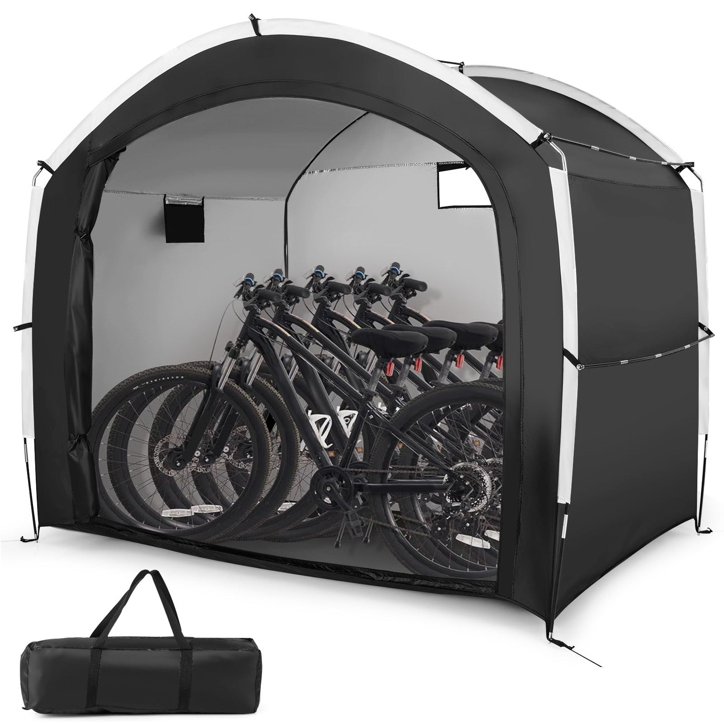 Carpa cobertizo para bicicletas con tejido Oxford 210D impermeable PU4000MM para 5 bicicletas