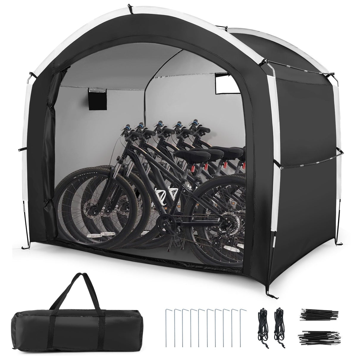 Carpa cobertizo para bicicletas con tejido Oxford 210D impermeable PU4000MM para 5 bicicletas