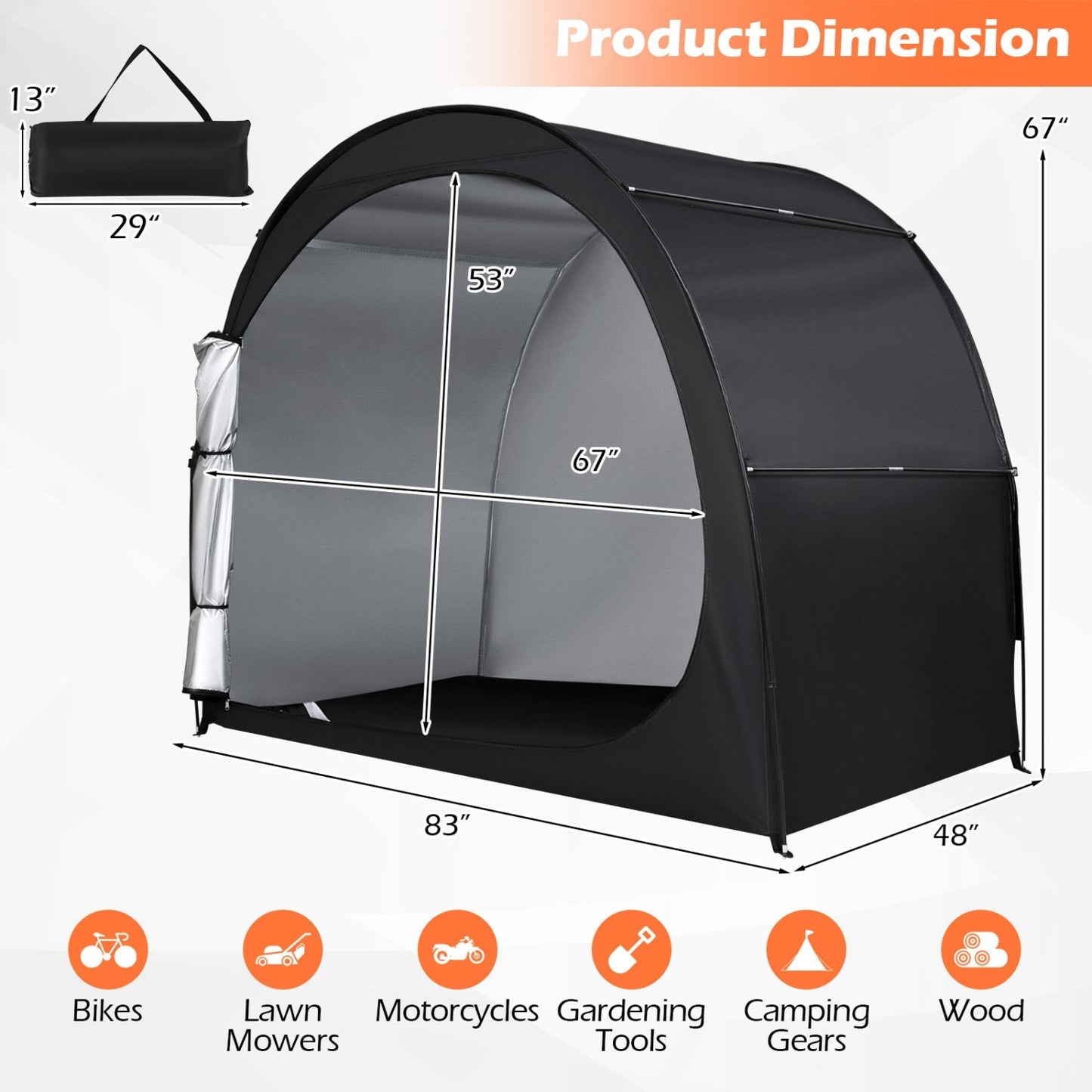 Cobertizo portátil para bicicletas con tela Oxford impermeable recubierta de PU