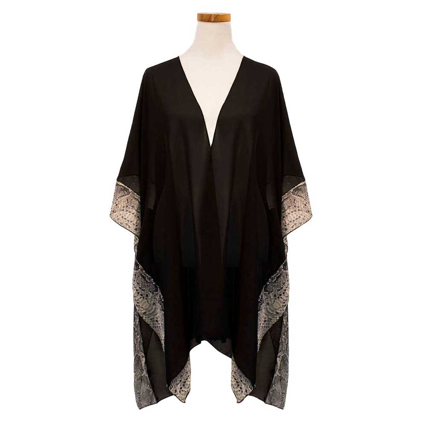 Animal Border Chiffon Kimono Poncho