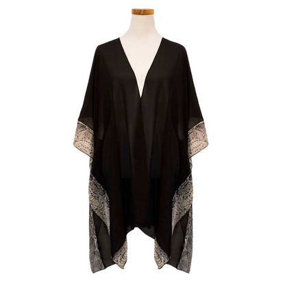 Animal Border Chiffon Kimono Poncho