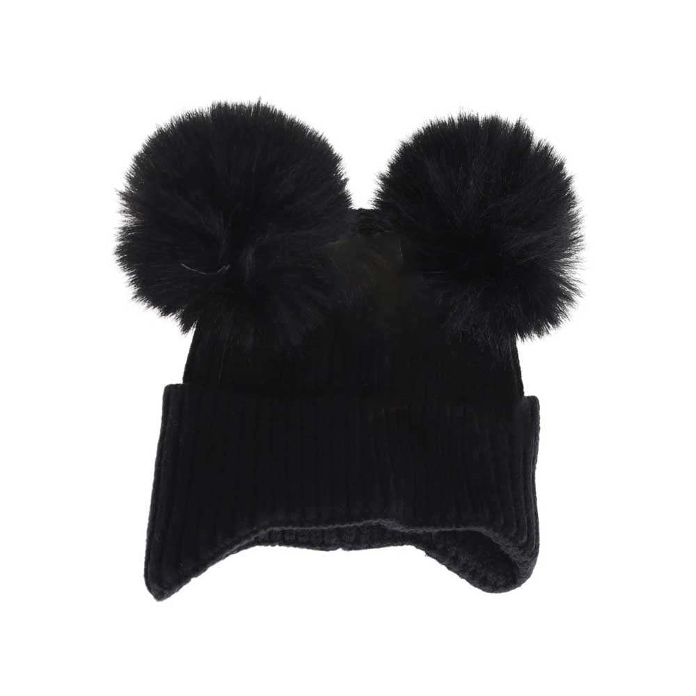 BABY Ear Flap Double Pom C.C Beanie