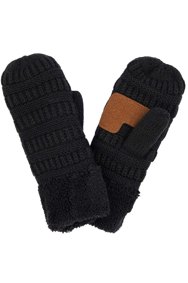 C.C Solid Color Knitted Mitten Gloves