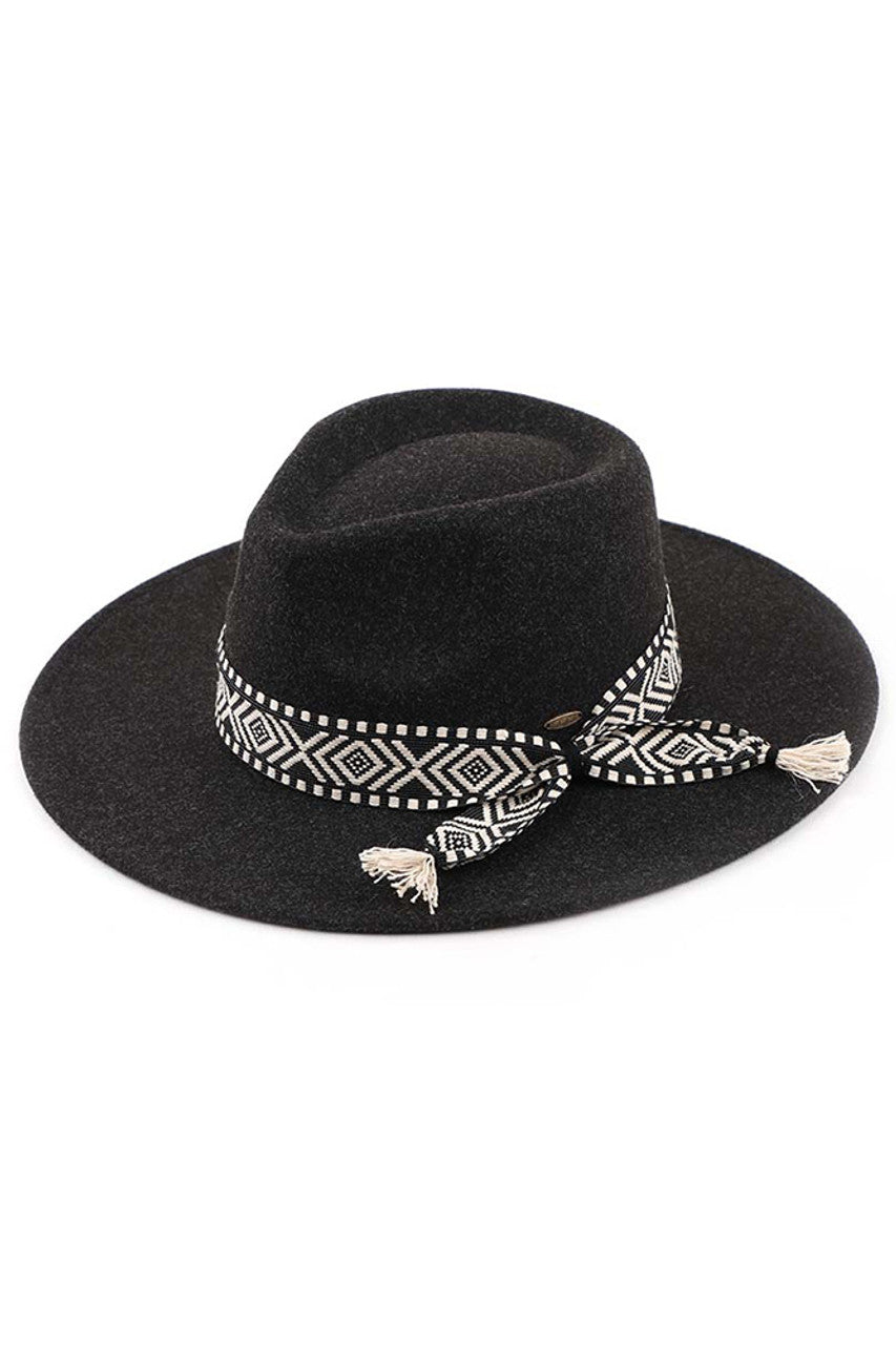 C.C Aztec Trim Vegan Felt Panama Hat