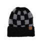 C.C Checkered Pattern Boucle Cuff Beanie