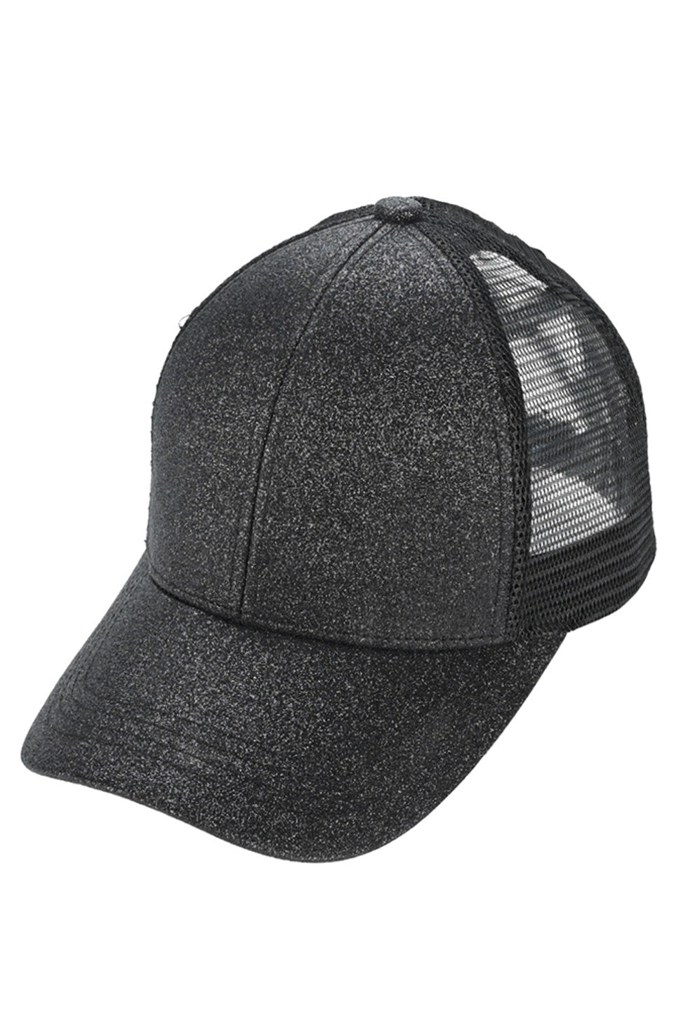 C.C Women's Glitter Mesh Back Criss-Cross Ponytail Cap