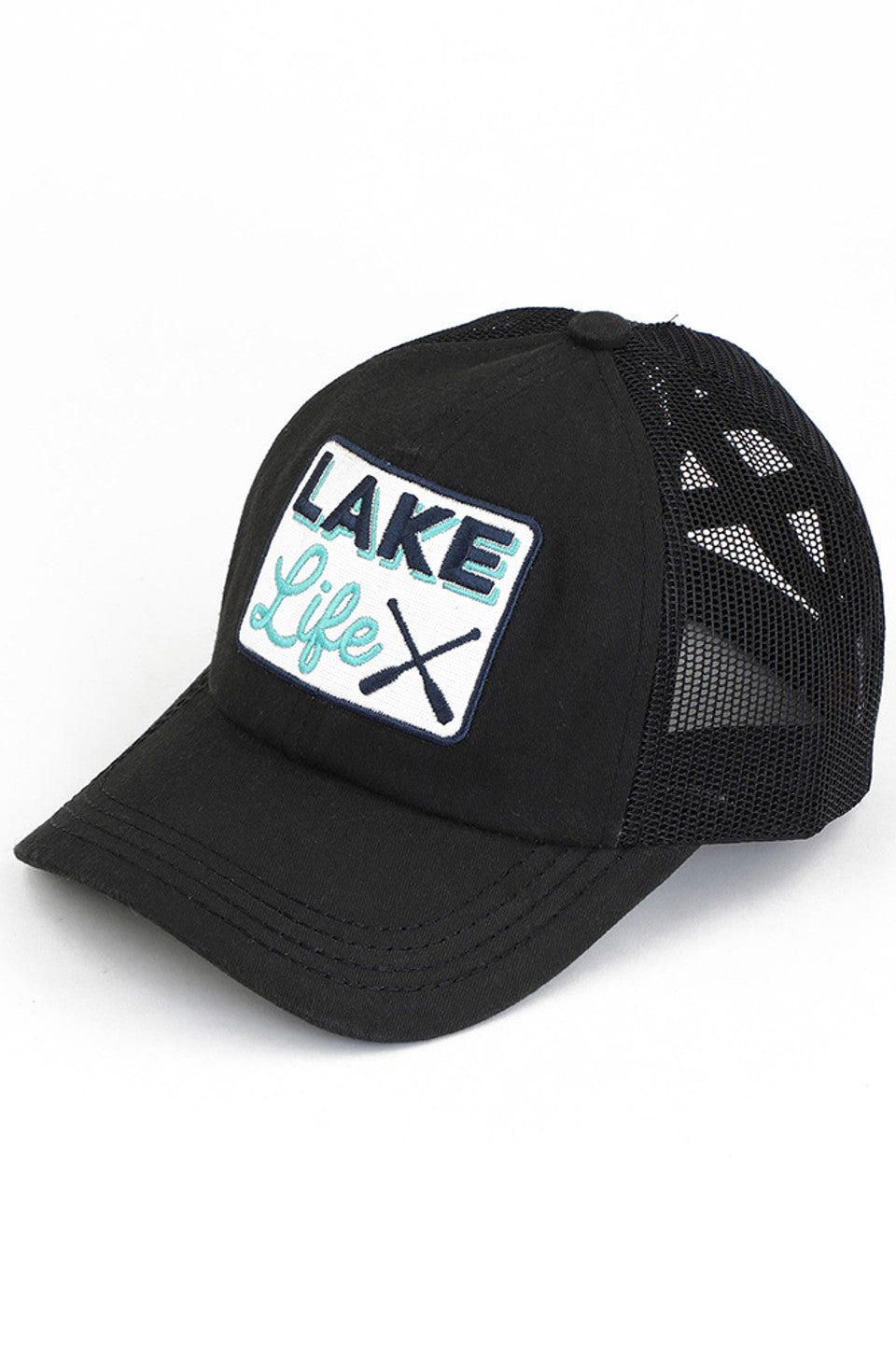 C.C Women's Lake Life Patch Criss-Cross Ponytail Cap