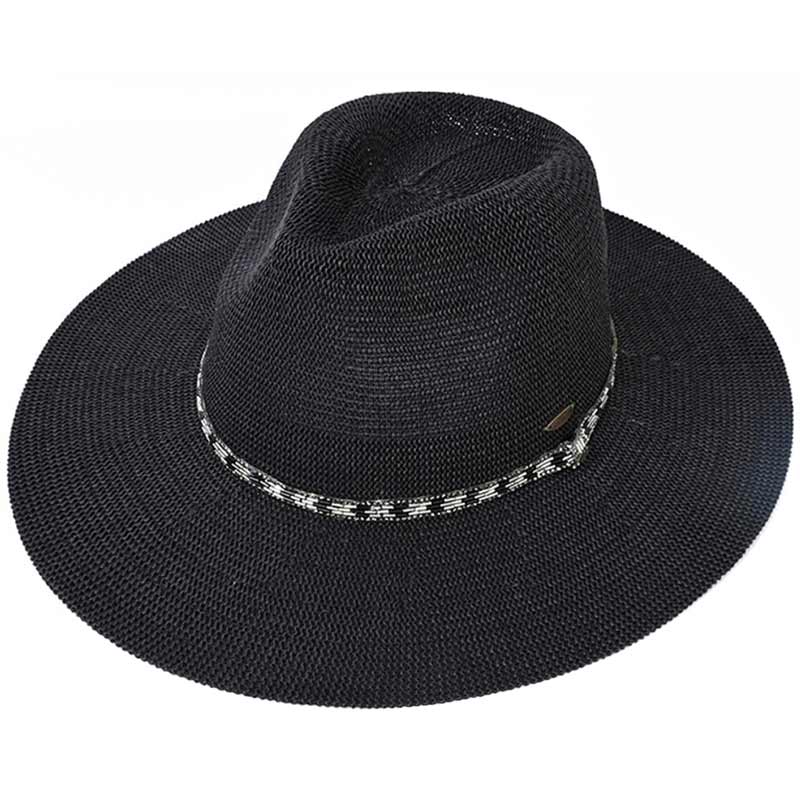 C.C Rhinestone Bugle Bead Trim Panama Hat