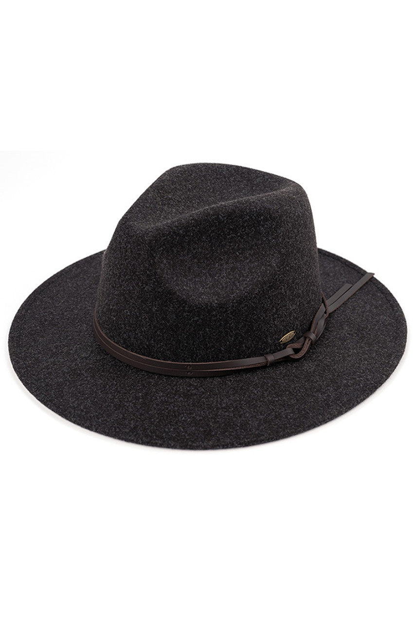 C.C Vegan Felt Leather Trim Heather Color Hat