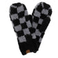 C.C Checkered Pattern Boucle Mittens