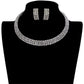 3 Rows Rhinestone Open Choker Necklace