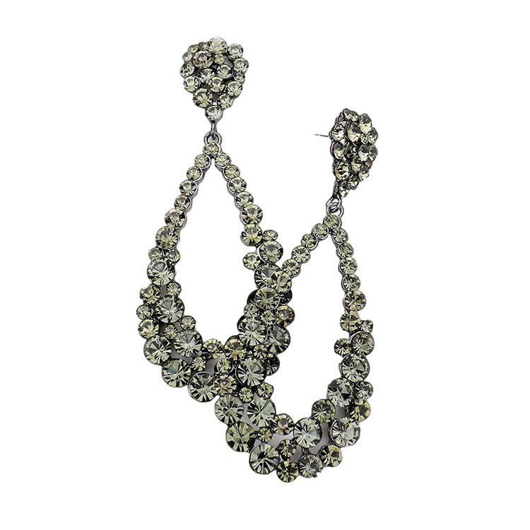 Women's Crystal Bubble Cluster Teardrop Evening Dangle Earrings