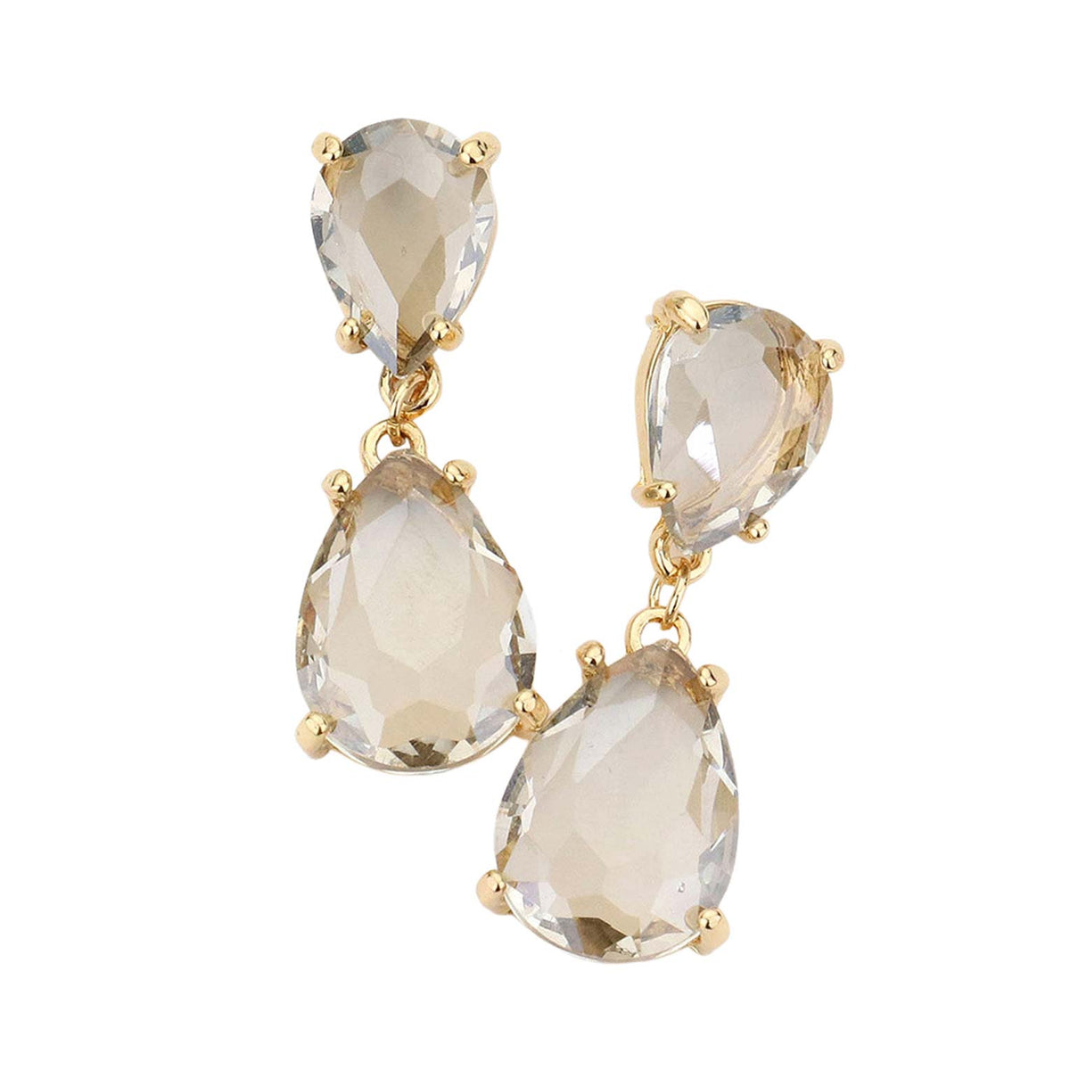 Women's Double Teardrop Link Dangle Evening Earrings