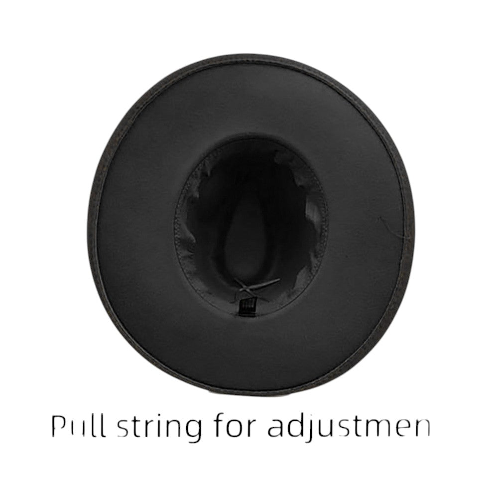 Faux Leather Band Solid Panama Hat